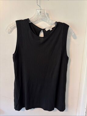 LOFT Black Sleeveless Keyhole Shell
